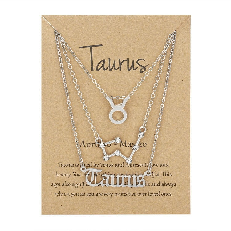 12 Zodiac Signs Layered Necklace Set