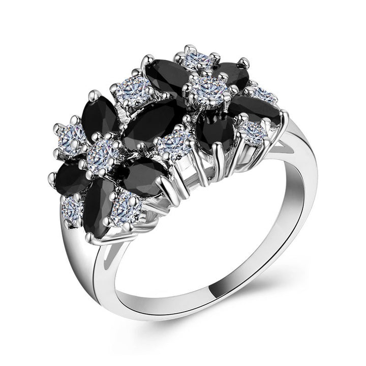 Floral Brilliance S925 Silver Multi-Color Marquise Cluster Ring