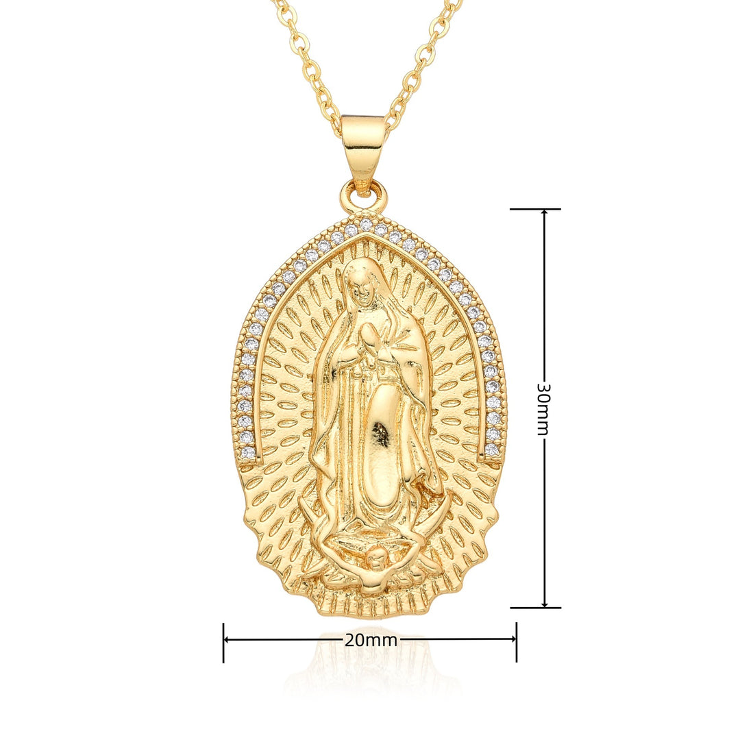 18K Gold Plated Vintage Religious Medal Necklace