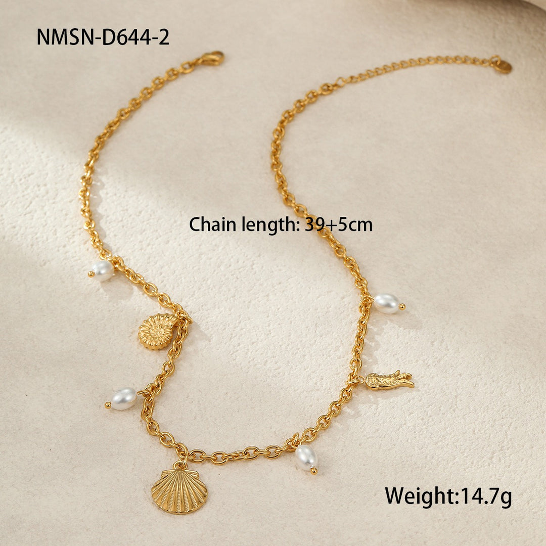 Summer Coastal Dream 18K Gold Ocean-Themed Charm Necklace