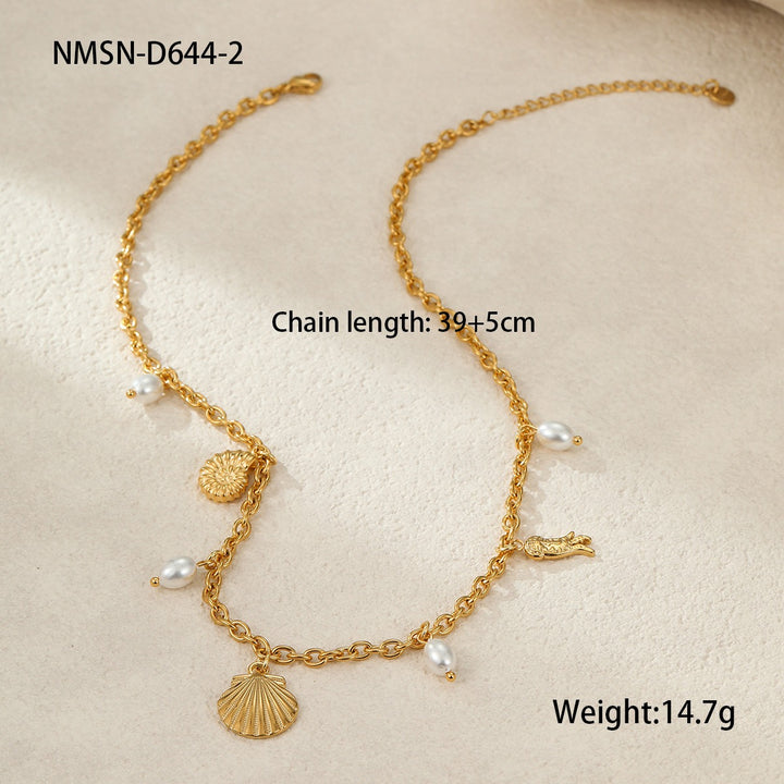 Summer Coastal Dream 18K Gold Ocean-Themed Charm Necklace