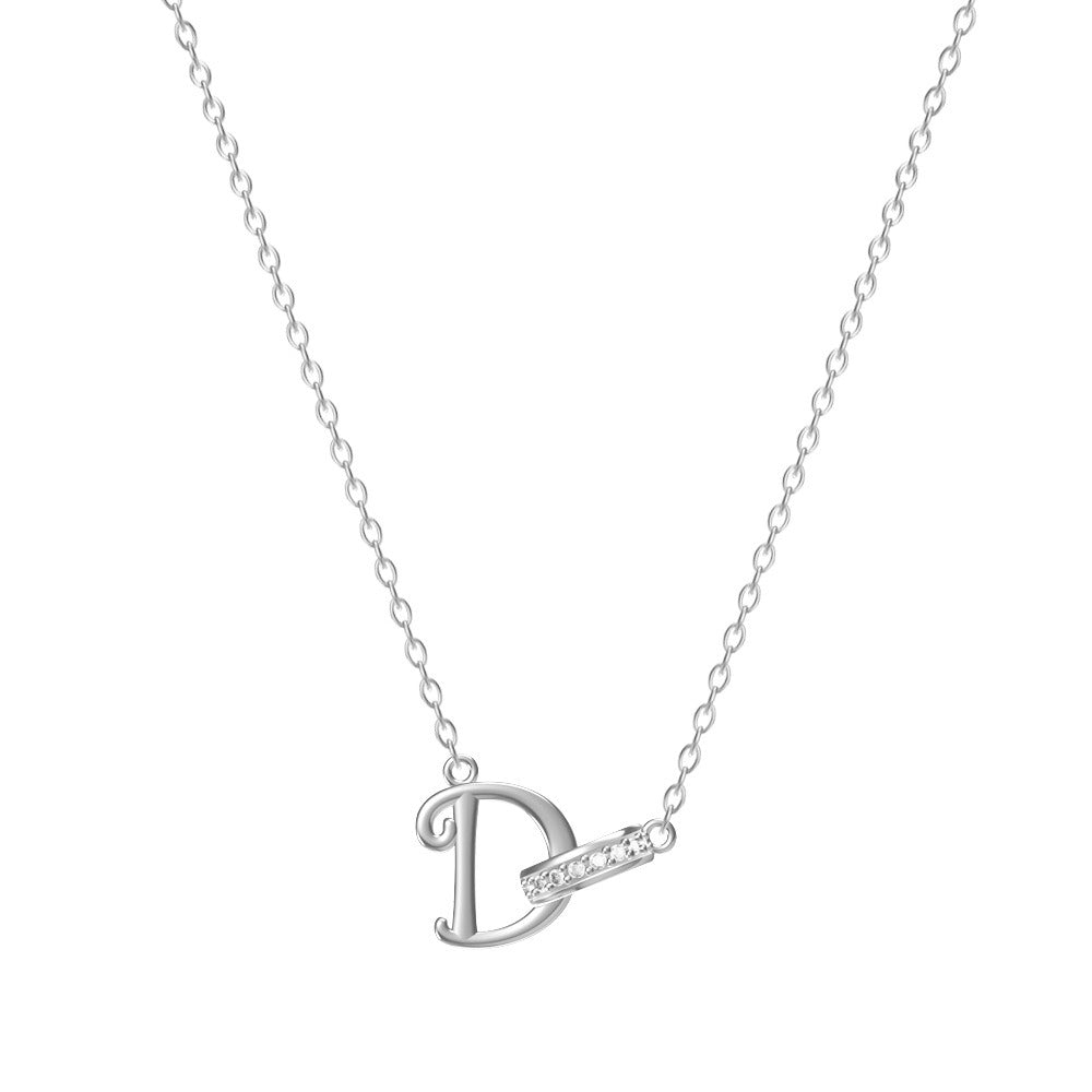 S925 Sterling Silver Micro-Pavé Ring Initial Necklace