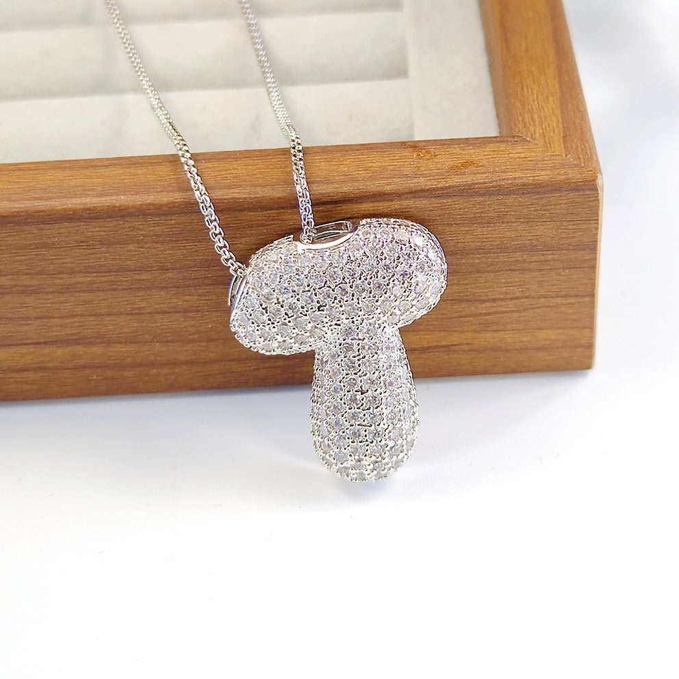 Bubble Pop Puffy 3D Micro-Pavé Crystal Letter Necklace