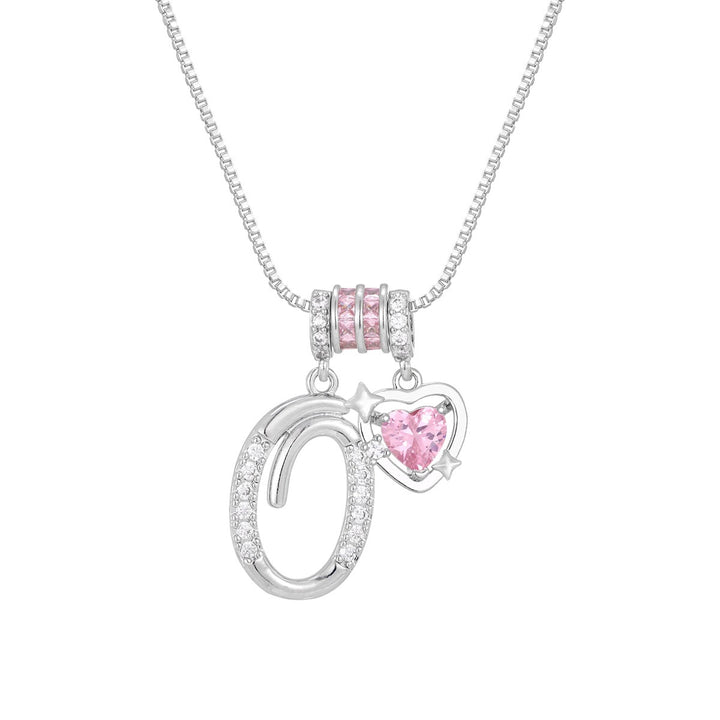Bespoke Elegance Custom 26-Letter Pink Heart Pendant Necklace