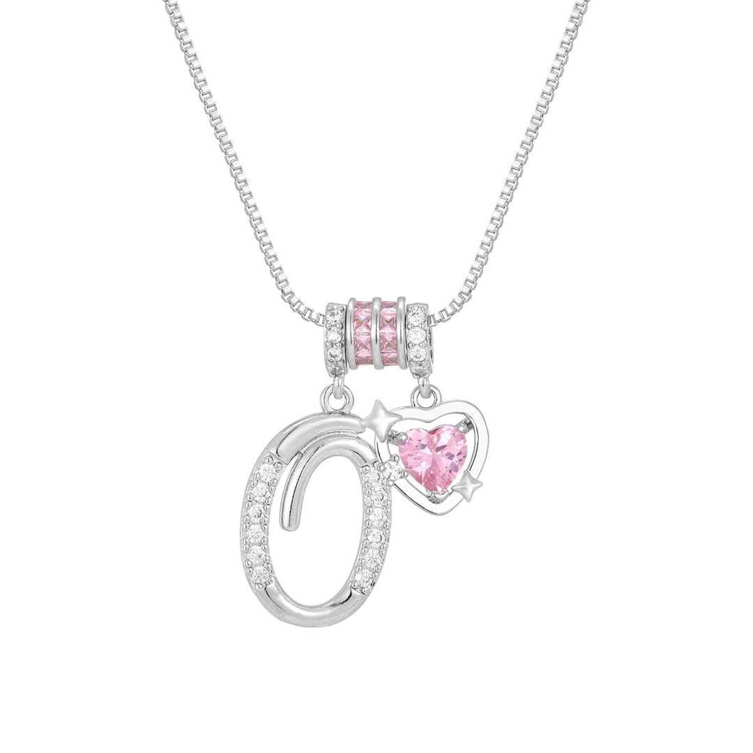 Romantic Custom · 18K Gold Plated Letter & Pink Heart DIY Necklace