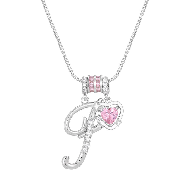 Bespoke Elegance Custom 26-Letter Pink Heart Pendant Necklace