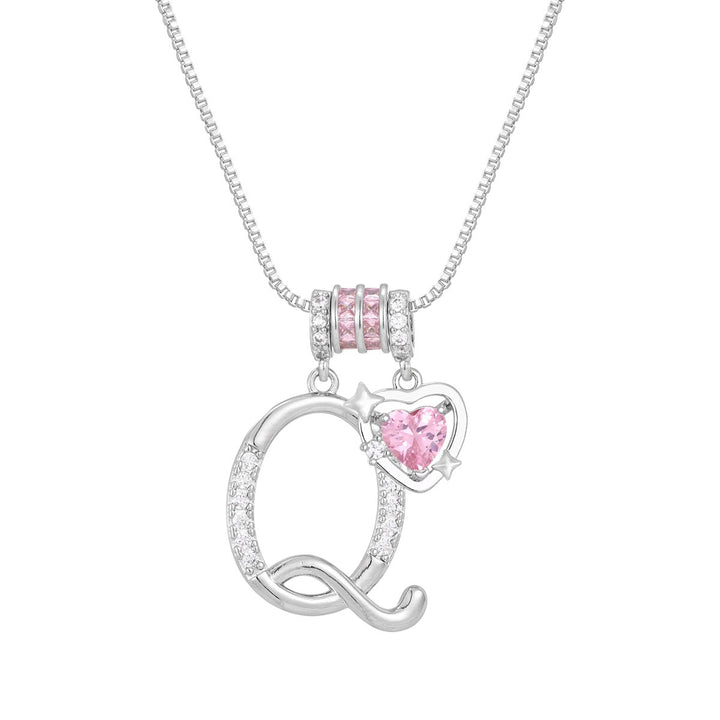 Romantic Custom · 18K Gold Plated Letter & Pink Heart DIY Necklace