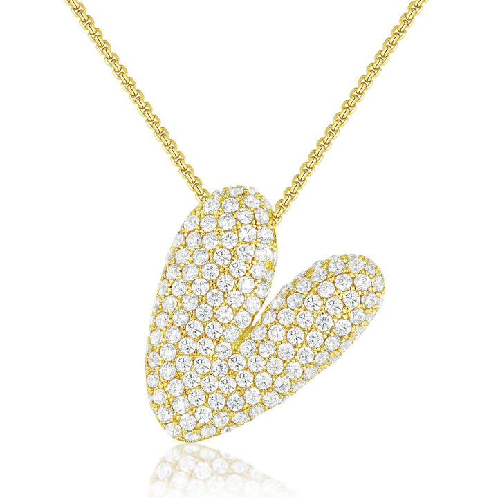 Bubble Pop Puffy 3D Micro-Pavé Crystal Letter Necklace