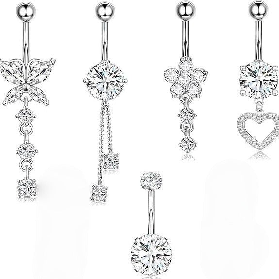Sterling Silver Non-Piercing Belly Button Ring Set