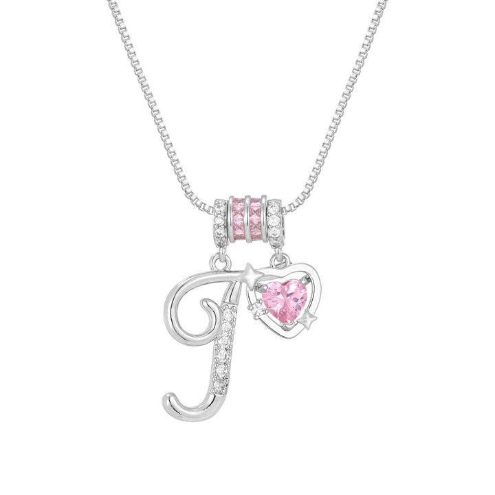 Bespoke Elegance Custom 26-Letter Pink Heart Pendant Necklace