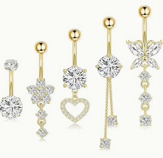 Sterling Silver Non-Piercing Belly Button Ring Set