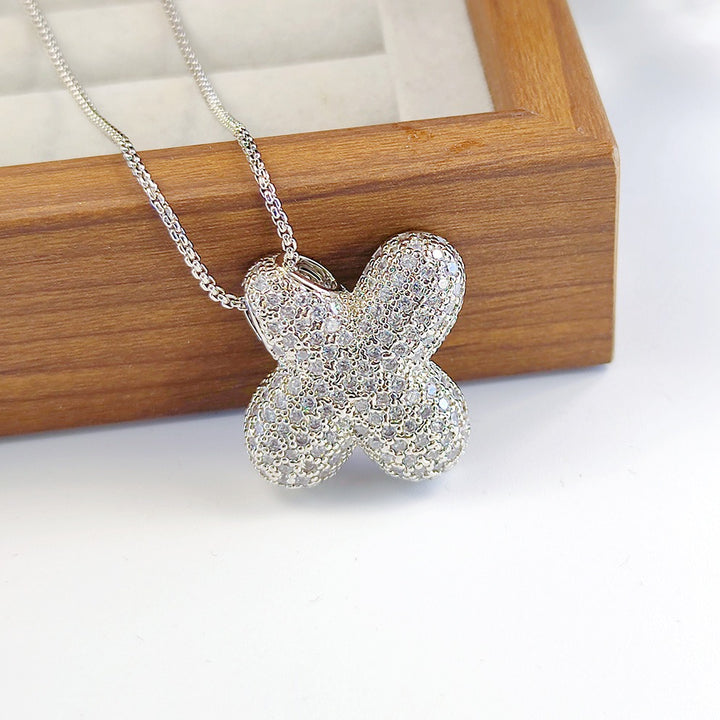 Bubble Pop Puffy 3D Micro-Pavé Crystal Letter Necklace