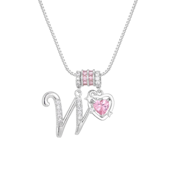 Romantic Custom · 18K Gold Plated Letter & Pink Heart DIY Necklace