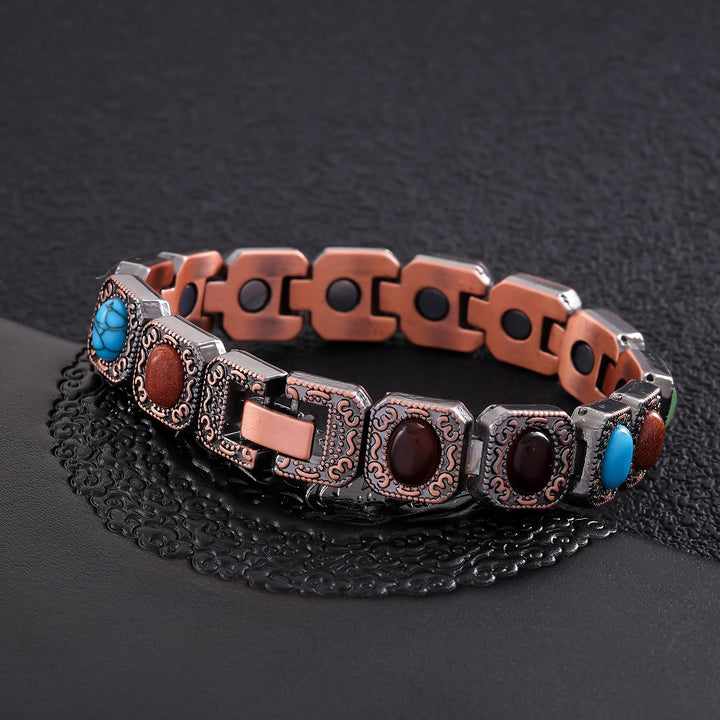 100% Pure Copper Magnetic Bracelet with Natural Turquoise