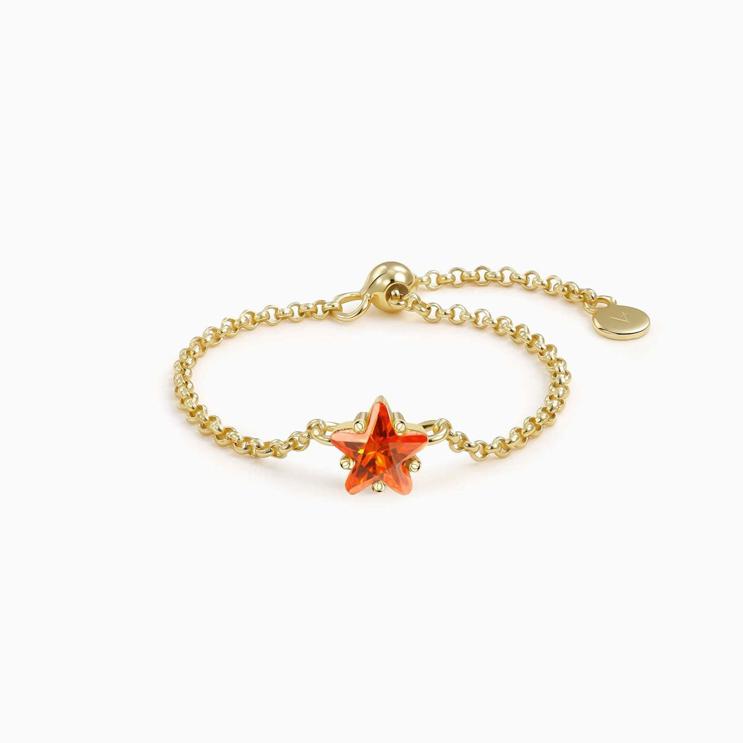 S925 Silver Star CZ Chain Link Adjustable Ring