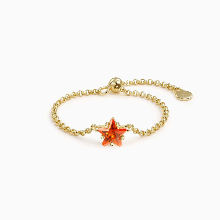 S925 Silver Star CZ Chain Link Adjustable Ring