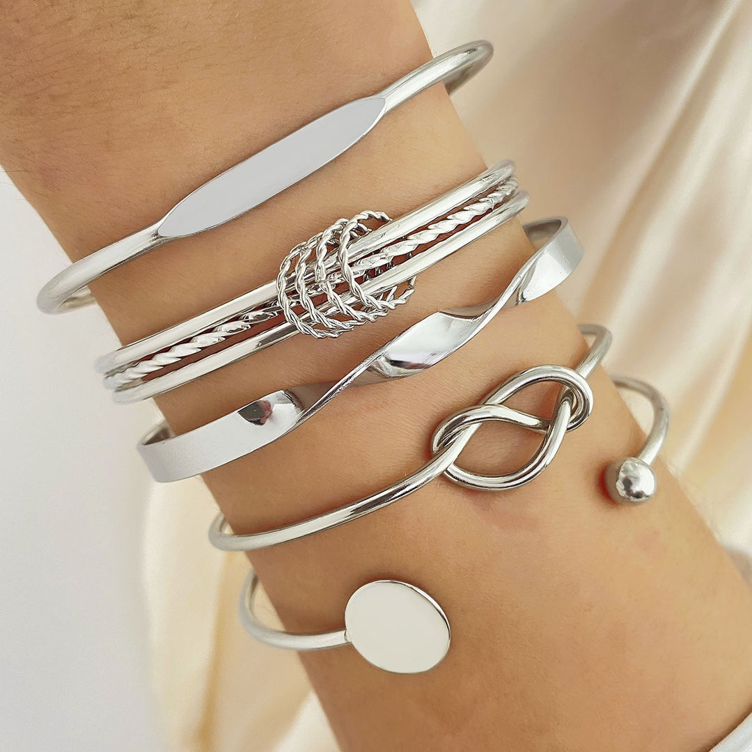 Gold & Silver Vintage Twisted & Geometric Stackable Bangle Set