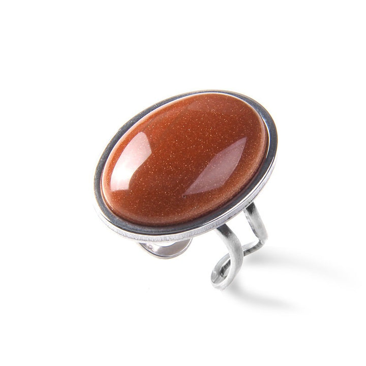 Vintage Natural Gemstone Open Ring