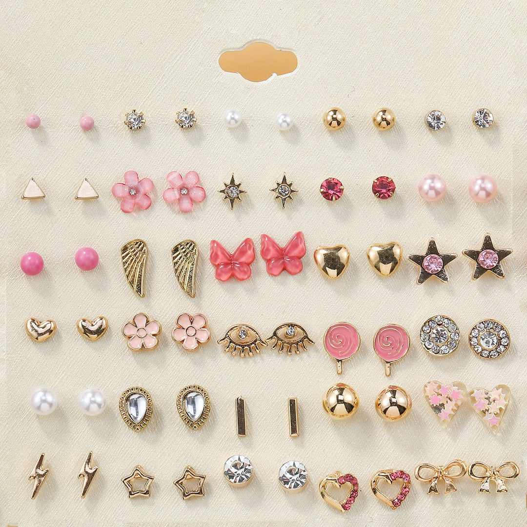 30-Piece Stud Earring Set Mix & Match Stars, Flowers & Pearls