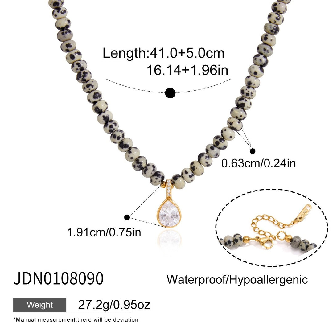 18K Gold Natural Gemstone Beaded Necklace Boho Minimalist Pendant
