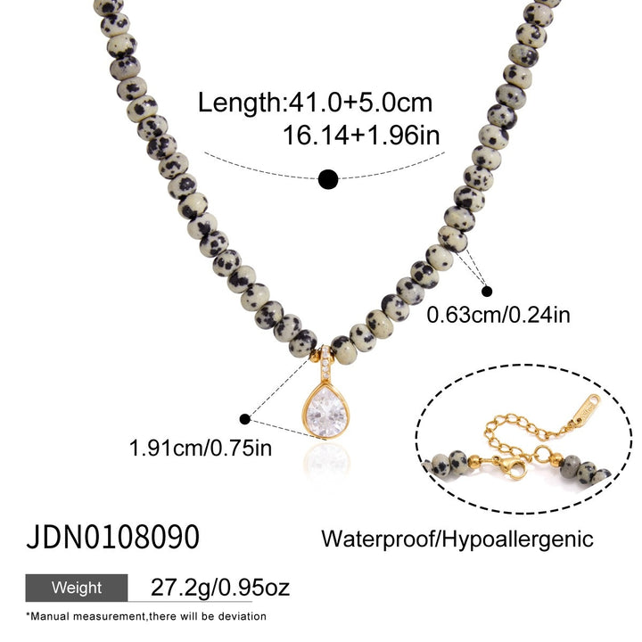 18K Gold Natural Gemstone Beaded Necklace Boho Minimalist Pendant