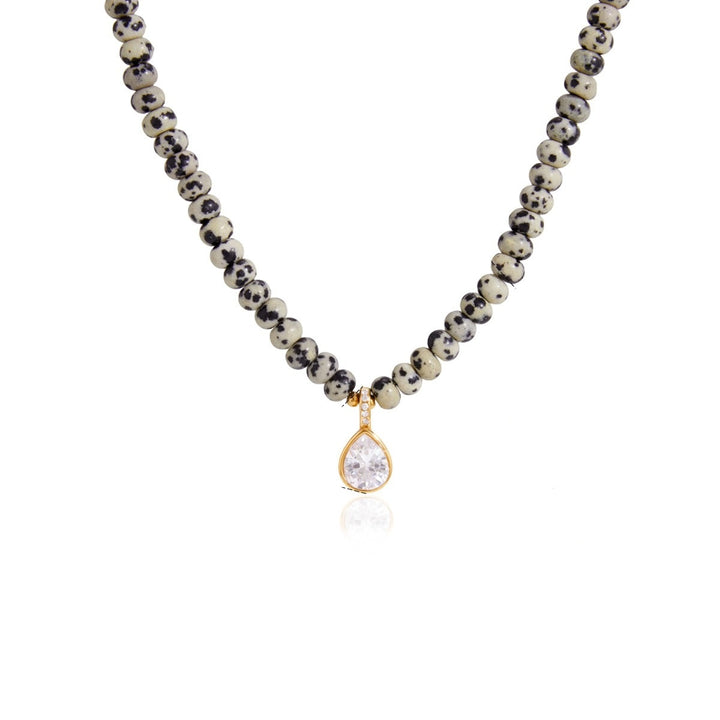 18K Gold Natural Gemstone Beaded Necklace Boho Minimalist Pendant