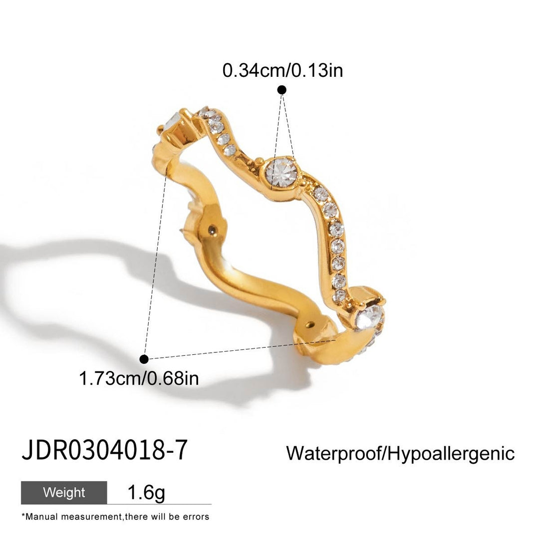 18K Gold Waterproof Stainless Steel Rings & Finger Bracelet Set