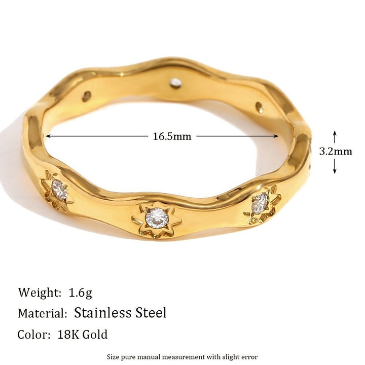 18K Gold Plated Star & Moon Safety Pin Carved Unisex Ring Series