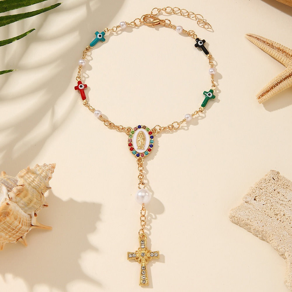 Vintage Faith & Pearl Beaded Bracelet
