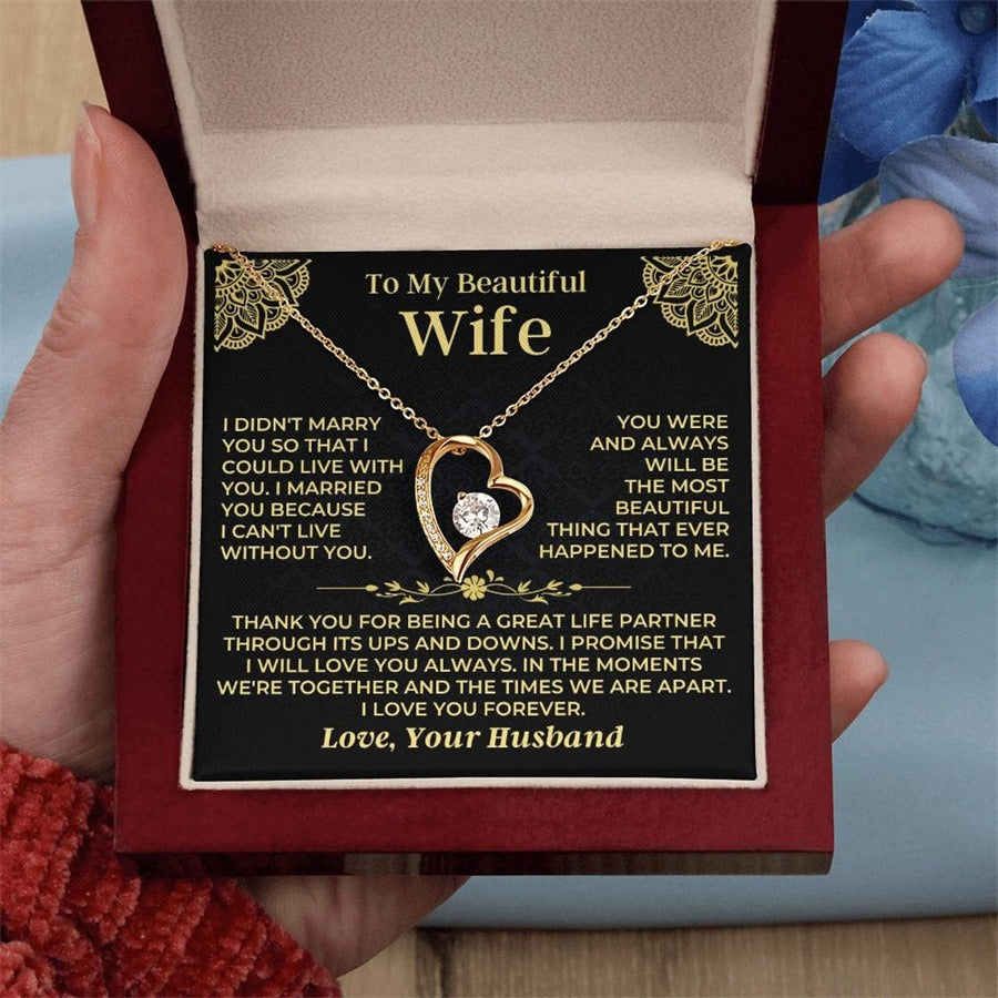 Eternal Love Floating Heart Necklace Personalized Gift Set for Her To My Daughter/Wife/Grandma/Mom/ Granddaughter(Gift Box & Card Included)