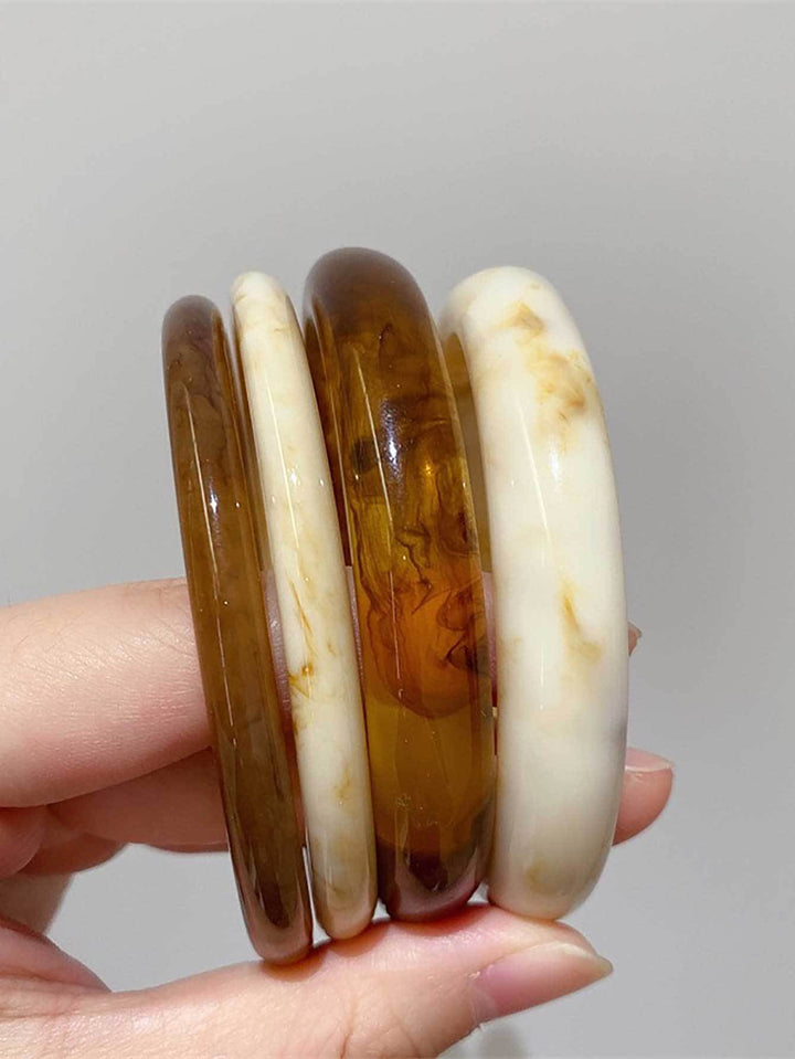 Vintage Amber Resin Thin Bangle Bracelet