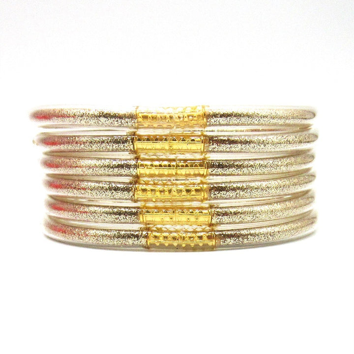 6-Piece Glitter-Filled Jelly Bangle Set
