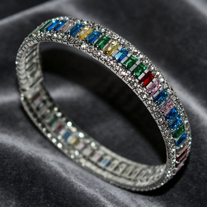 Starlight Rhythm Geometric Pavé Open Cuff Bracelet