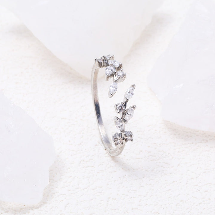 Ear of Wheat S925 Silver 14K Gold Plated Geometric Open Ring