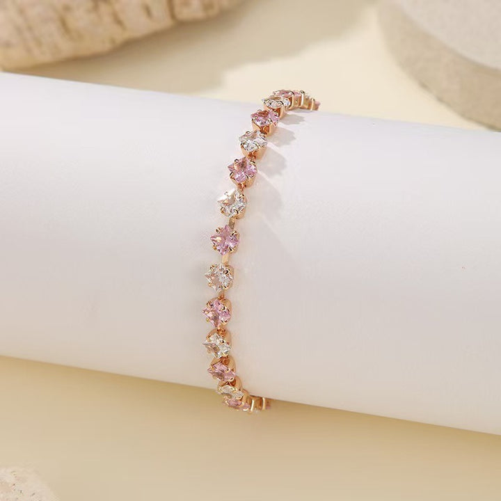 S925 Silver 14K Gold Plated Four-Point Star Cut Gemstone Bracelet