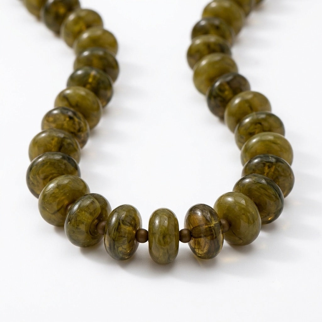 Retro Glossy Marble-Texture Chunky Bead Necklace
