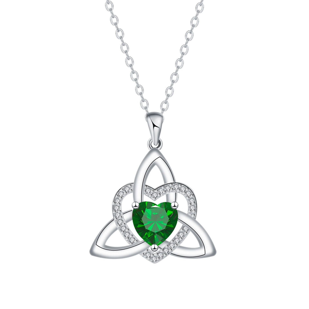 Eternal Bond S925 Sterling Silver Celtic Triquetra Birthstone Necklace