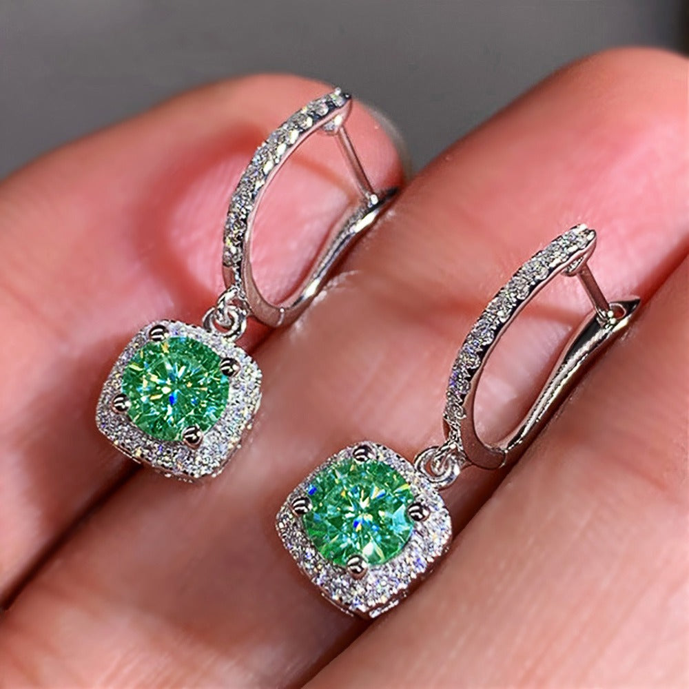 Halo-Set Moissanite Drop Earrings