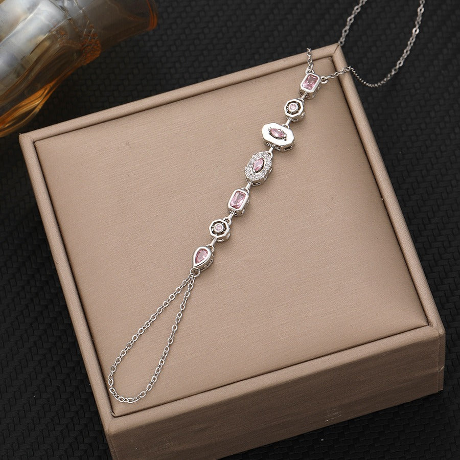 Multi-Facet Sparkle S925 Silver Colorful Stone Chain Bracelet