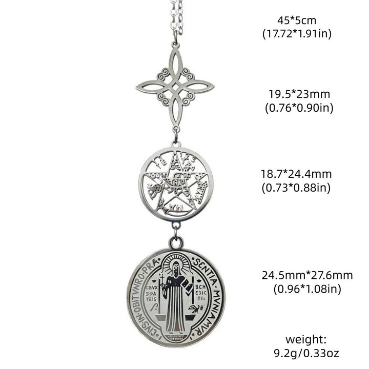 「Triple Shield」Pentacle & St. Benedict Protection Necklace