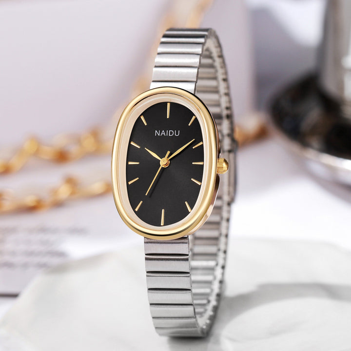 Vintage Oval Quiet Luxury Stretch Band Watch