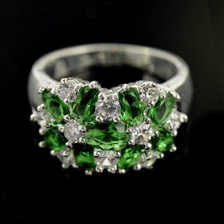 Floral Brilliance S925 Silver Multi-Color Marquise Cluster Ring