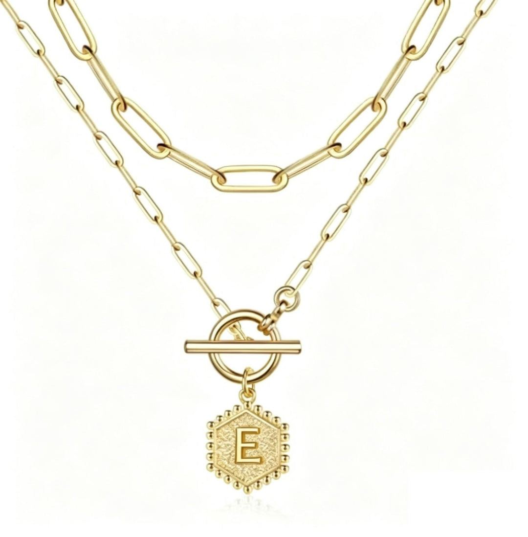 Personalized Initial Double-Layered Paperclip Chain Necklace