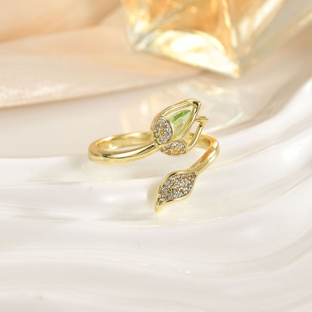 Spring Tulip 18K Gold Adjustable Open Ring