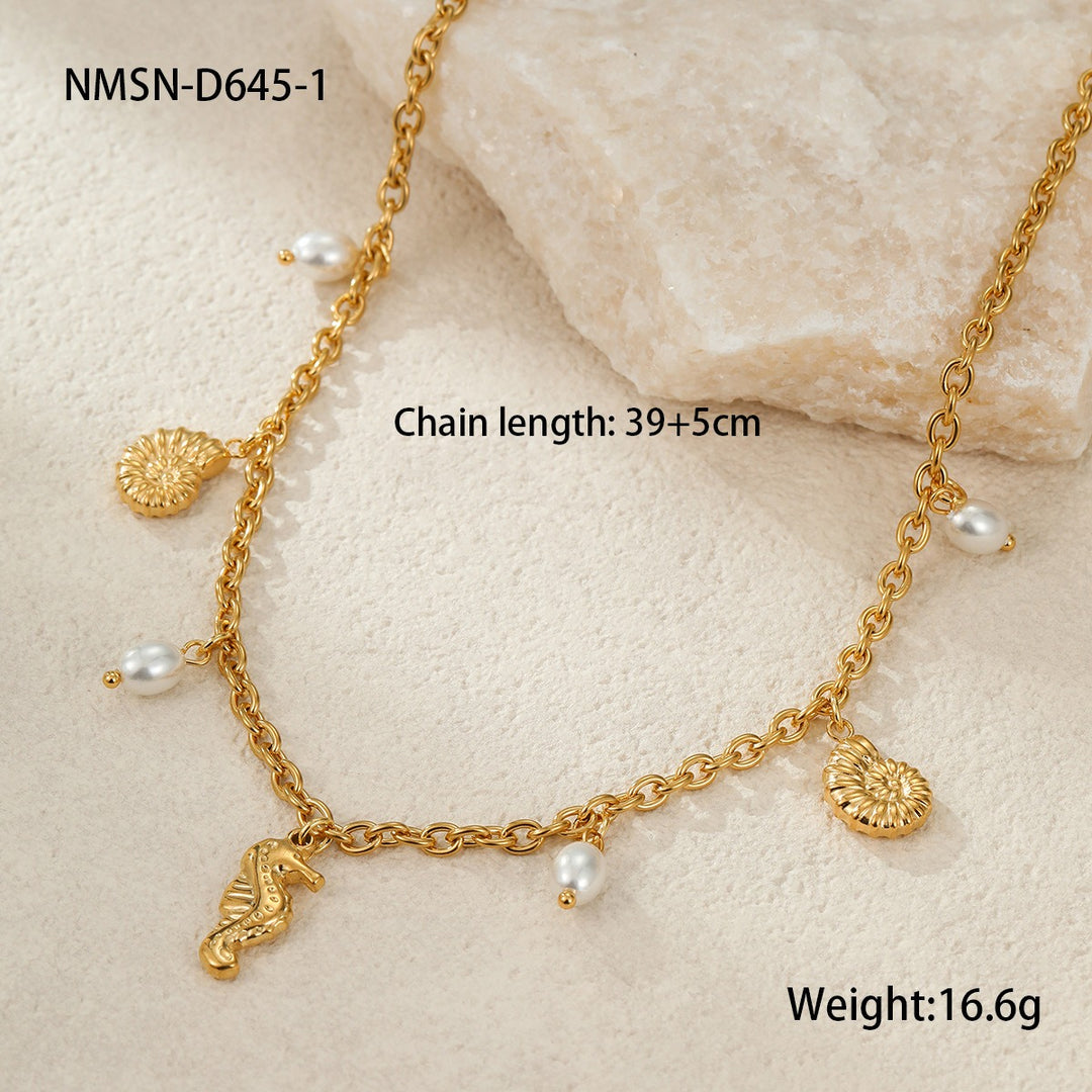 Summer Coastal Dream 18K Gold Ocean-Themed Charm Necklace
