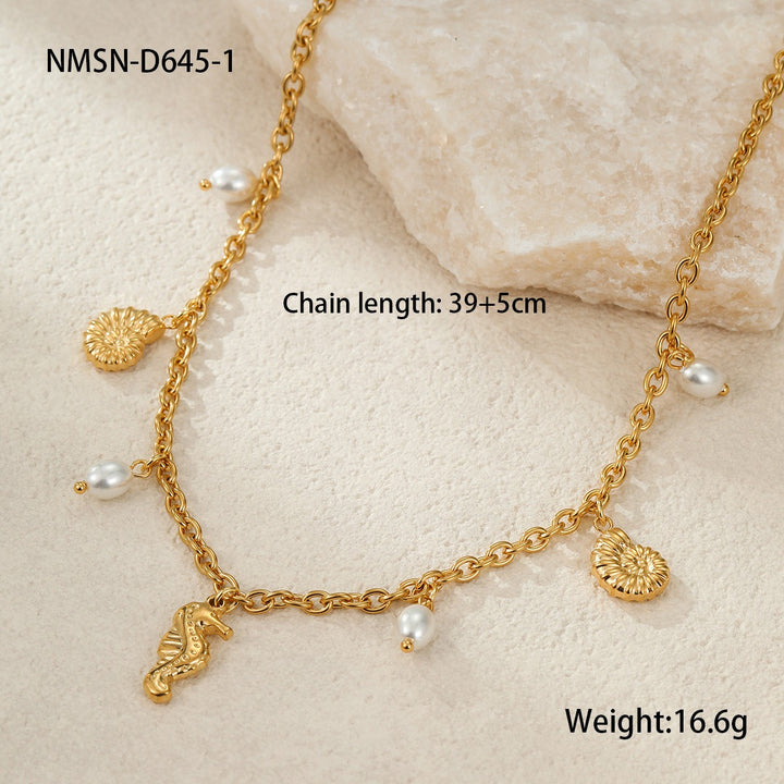 Summer Coastal Dream 18K Gold Ocean-Themed Charm Necklace