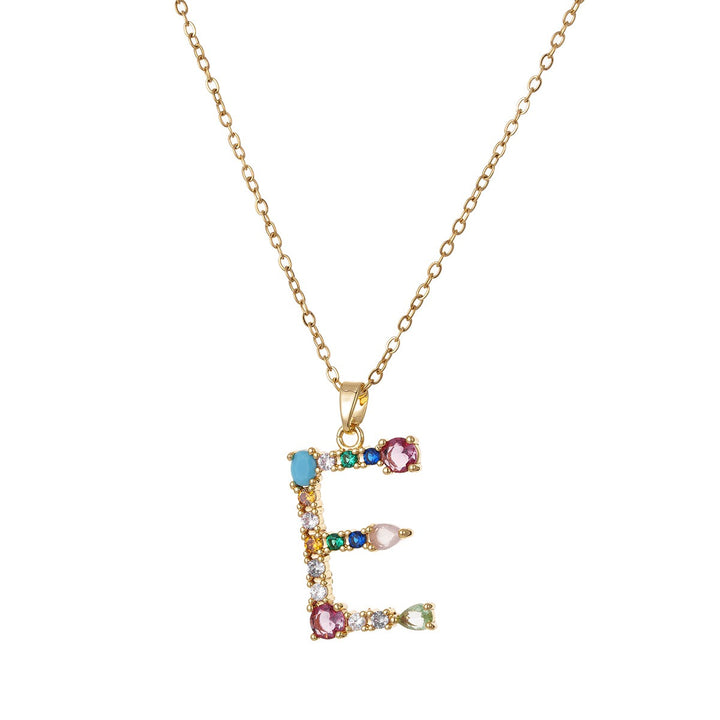 Personalized Colorful Gemstone Initial Necklace