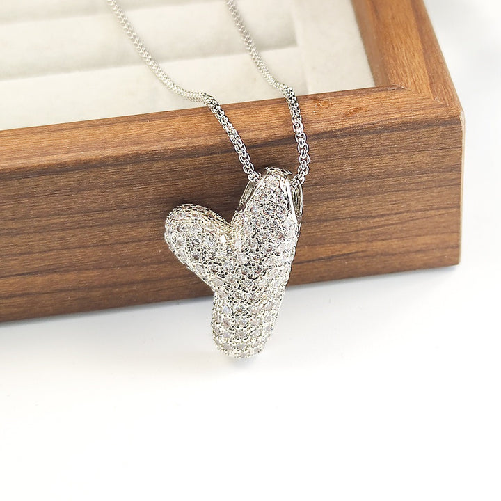 Bubble Pop Puffy 3D Micro-Pavé Crystal Letter Necklace