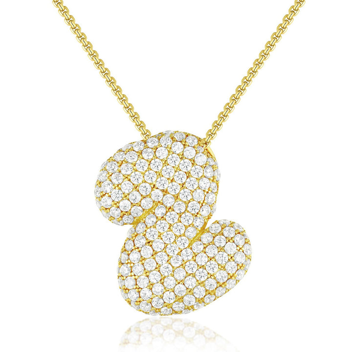 Bubble Pop Puffy 3D Micro-Pavé Crystal Letter Necklace