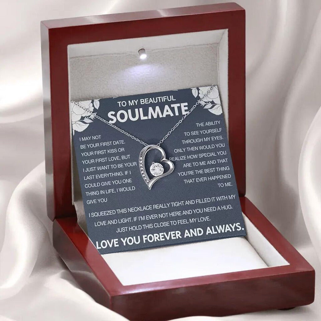 Eternal Love Floating Heart Necklace Personalized Gift Set for Her To My Daughter/Wife/Grandma/Mom/ Granddaughter(Gift Box & Card Included)
